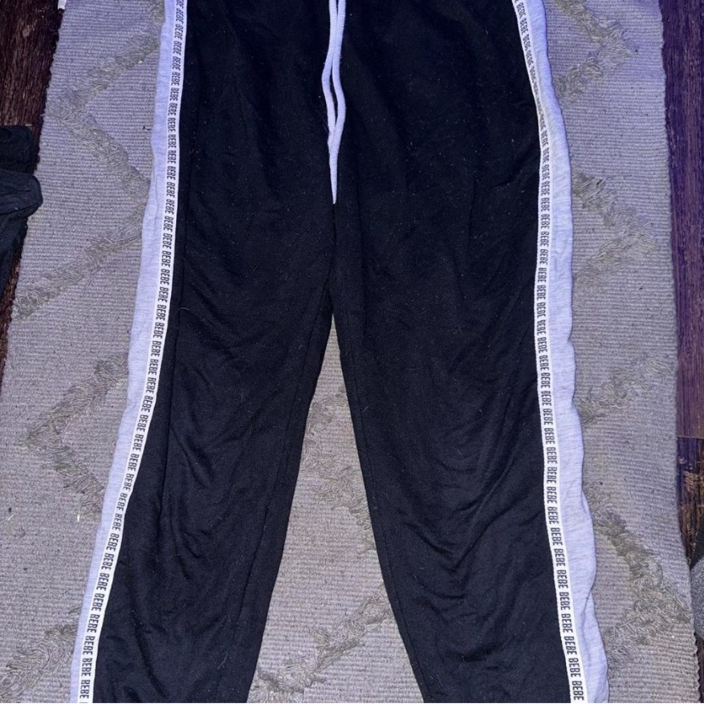 Black and white Bebe sport sweatpants